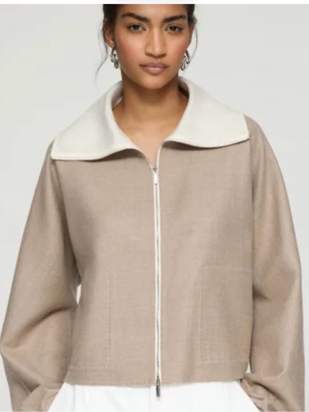 Lafayette 148 New York Wool/Silk Jacket in Hickory Melange/ Cloud - Picture 5 of 10